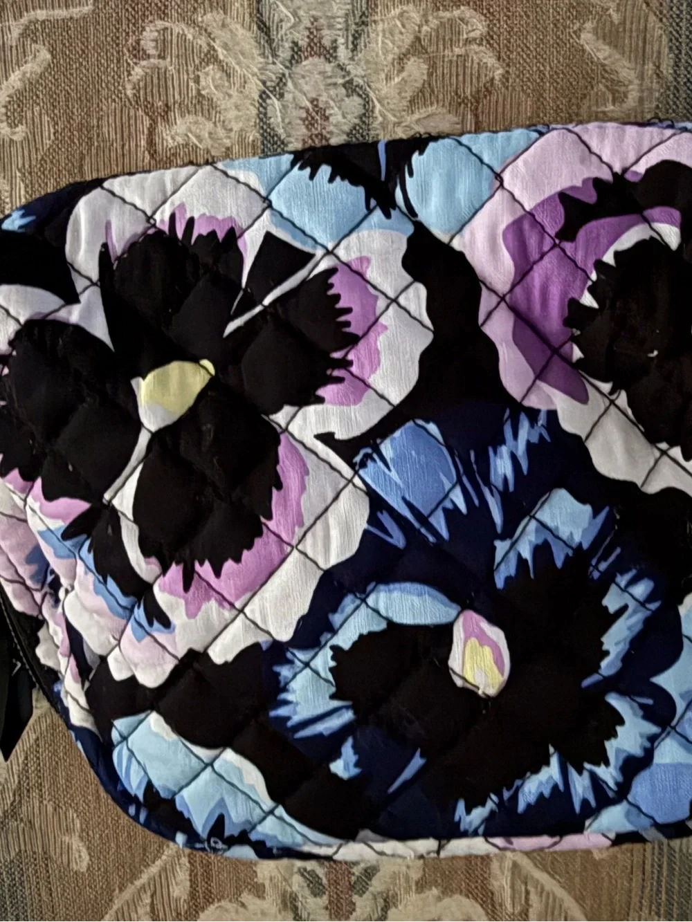 Vera Bradley medium cosmetic plum pansies NWT